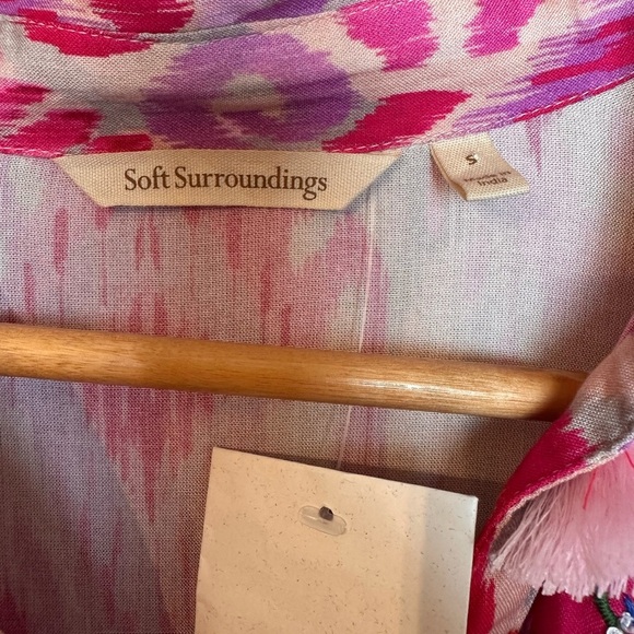 SOFT SURROUNDINGS embroidered pink Palace Maxi Dress Pink S - Picture 5 of 10